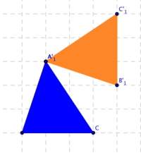 Roterte 90 grader den blå trekanten om toppunktet.